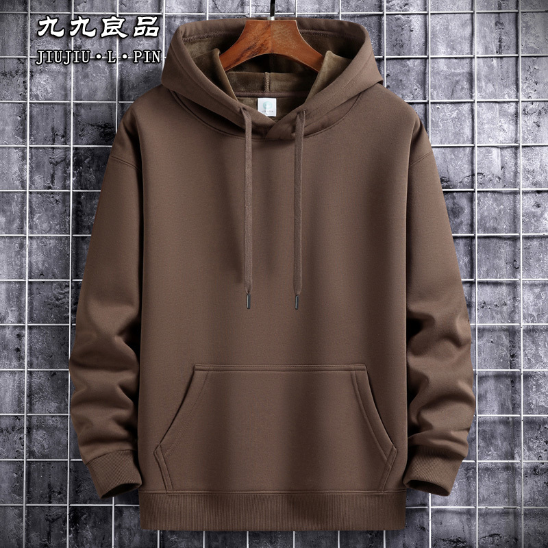 American Style Sweatshirt for Men, Hooded, Trendy Brand, Pure Cotton, Plus Size, Oversized, Sports Casual, Fleece-Lined Hoodie Jacket for Women, Coffee Color