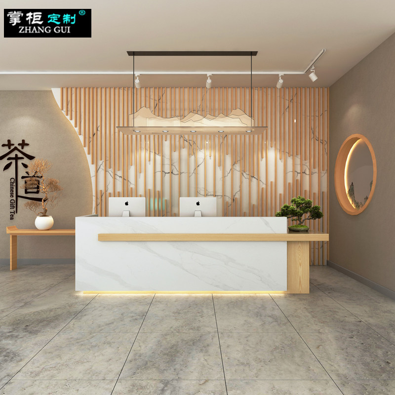Chinese-style cashier counter simple modern company front desk clothing store small shop counter beauty salon bar reception desk