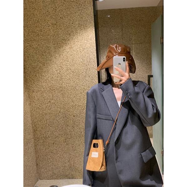 Retro Tyvek Mini Bucket Bag for Women, Phone Crossbody Handbag and Kraft Paper Underarm Bag - Thumbnail 4