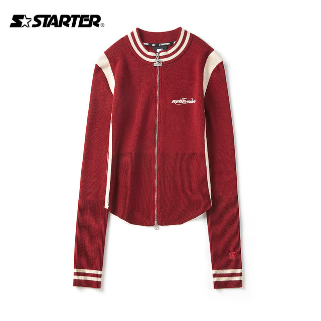 STARTER sweater ແມ່ຍິງ 24 ພາກຮຽນ spring ໃຫມ່ກິລາ sweater versatility ກະທັດຮັດຄໍຮອບ cardigan ສັ້ນ