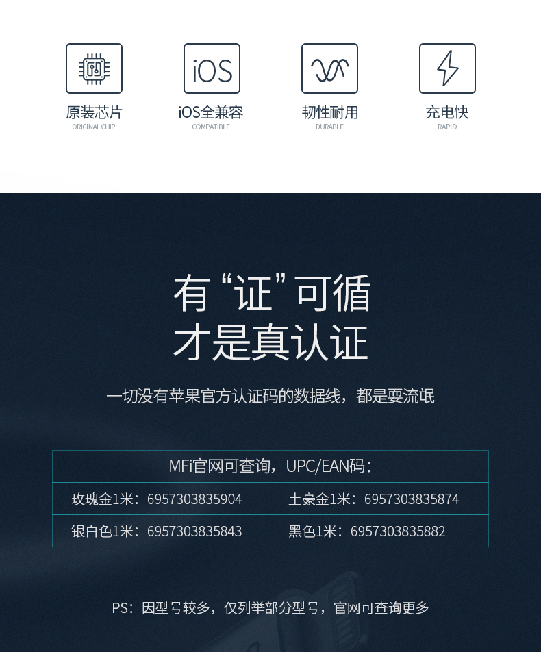 苹果MFI认证、原装芯片、无弹窗：绿联 1m iPhone Lighting 数据线 券后35元包邮 买手党-买手聚集的地方