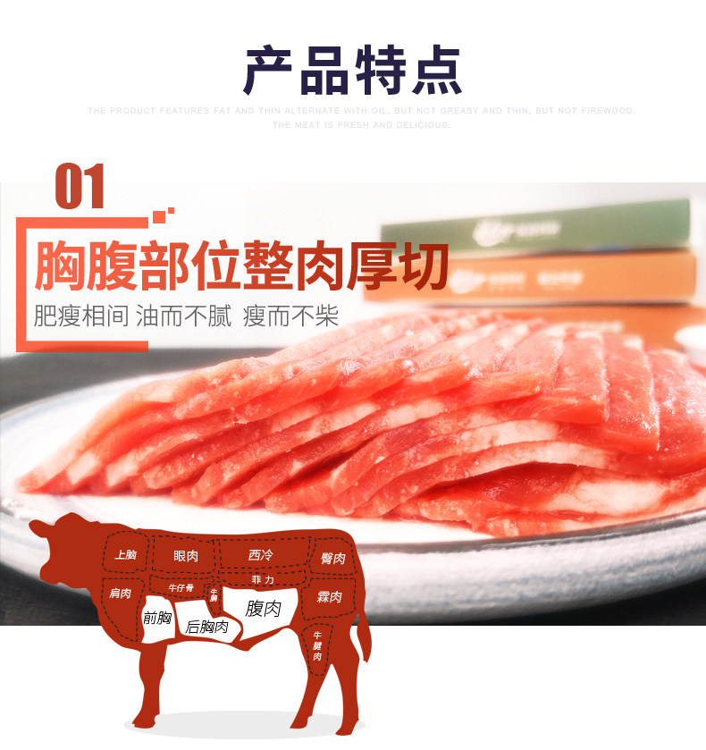 新西兰AFFCO进口 艾克拜尔 厚切雪花肥牛片 400g*3袋 图3