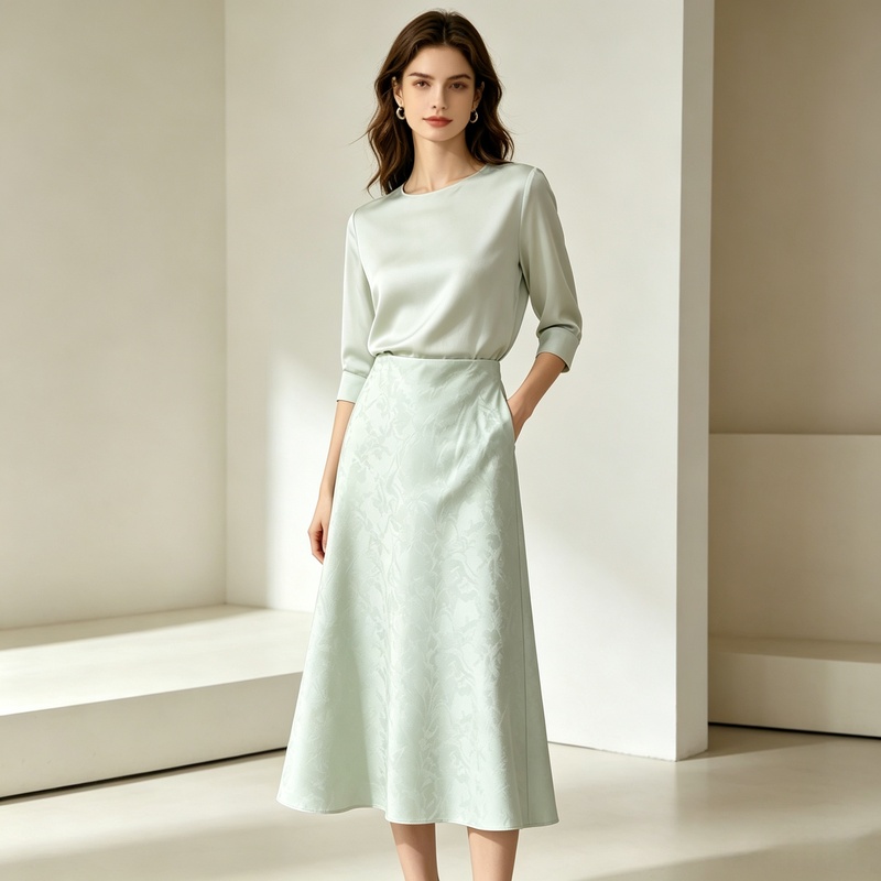 【Cabinet￥6980 Lp Edition】Heavyweight Acetate Satin Jacquard Skirt for Women, Elegant and Slimming Fishtail Skirt for Spring and Summer