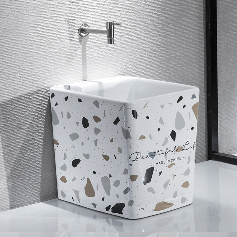 Nordic square household color mop pool ceramic dressing room wash mop pool mop pool balcony small mop basin