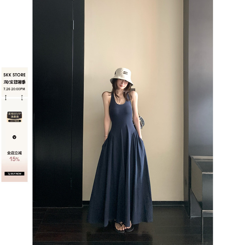 Skk Store People Love It 260g Elegant Slim-Fit Waist-Cinching Tank Top High-End Dress for Women Spring
