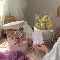 Flowers Gift Boxes Net Red Air Courtesy Box Bouquet Empty Box Transparent Fruit Flowers Box Full of Star Rose Packaging Boxes Round