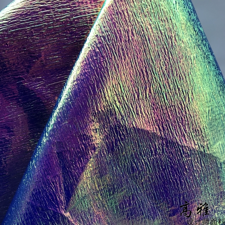 Màu xanh lá cây tóc màu tím gương PU pha lê da không thấm nước ma thuật màu áo mưa vải pu nhựa bóng cao vải da pu - Vải vải tự làm