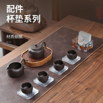 Creative glass cup cushion small tea tray solid wood cup holder tea cushion insulation tea dish tea ceremony accessories kung fu tea set zero match
