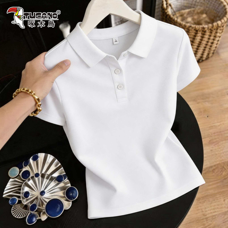 Woodpecker Fashion Short-Sleeve T-Shirt for Women, Summer 2026 New Style, Polo Shirt with a Turn-Down Collar, Loose and Versatile, Slimming Top for Women Woodpecker Fashion Short-Sleeve T-Shirt for Women, Summer 2026 New Style, Polo Shirt with a Turn-Down Collar, Loose and Versatile, Slimming Top for Women