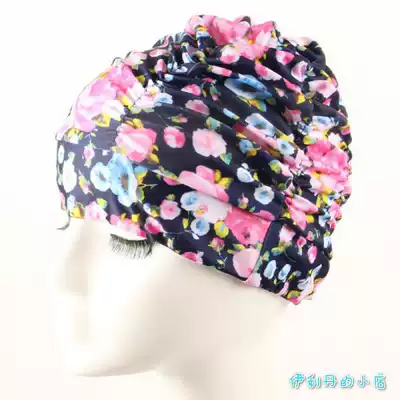 Swimming cap Korean waterproof female hairless long hair adult plus hot spring ear protection swimming cap female large calico