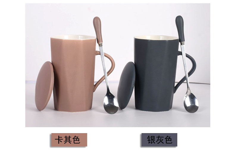 Creative move tide water couples with a pair of ceramic keller cup with cover teaspoons of men and women home coffee cup