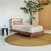 Nordic solid wood single bed B&B hotel retro strange wind lunch break bed home creative 1 2 meters rattan bed