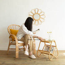 Ancient small fish ins rattan armchair simple single rattan chair Indonesia rattan small tea table lodge leisure lazy chair