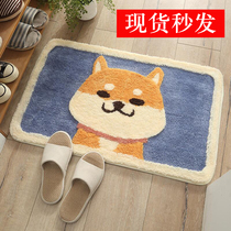 Access door mat bathroom non-slip mat bathroom door absorbent foot mat cartoon cute firewood carpet toilet mat