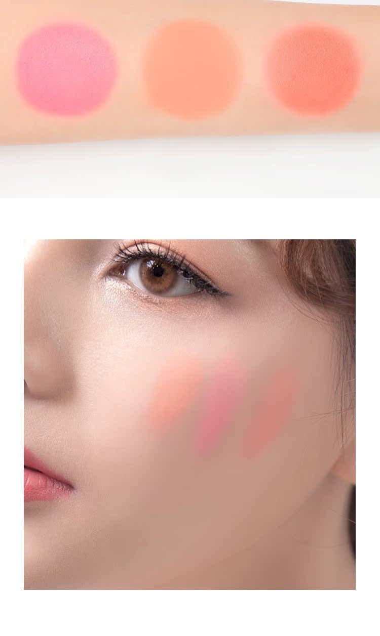 Cô gái 2 Cô gái ba chiều sáng màu đơn sắc phấn hồng Cô gái trang điểm nude tự nhiên Mặt trời đỏ trang điểm lâu trôi rouge sáng - Blush / Cochineal bảng má kryolan