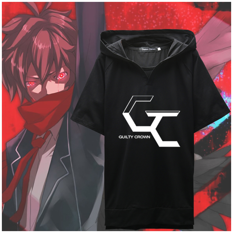 Chao Man Guilty Crown Qi Meiwei Clothes Sakura Manji Anime Pullover Short Sleeve Summer Autumn Men's Black and White Shirt