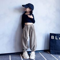 French Fad Sinco girl pants 2024 spring and autumn foreign air childrens net red fried street light core suede pants