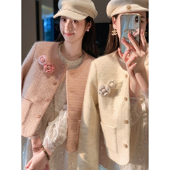 Fish rabbit's rabbit high-end down-lined woolen coat for women autumn and winter new short wool coat