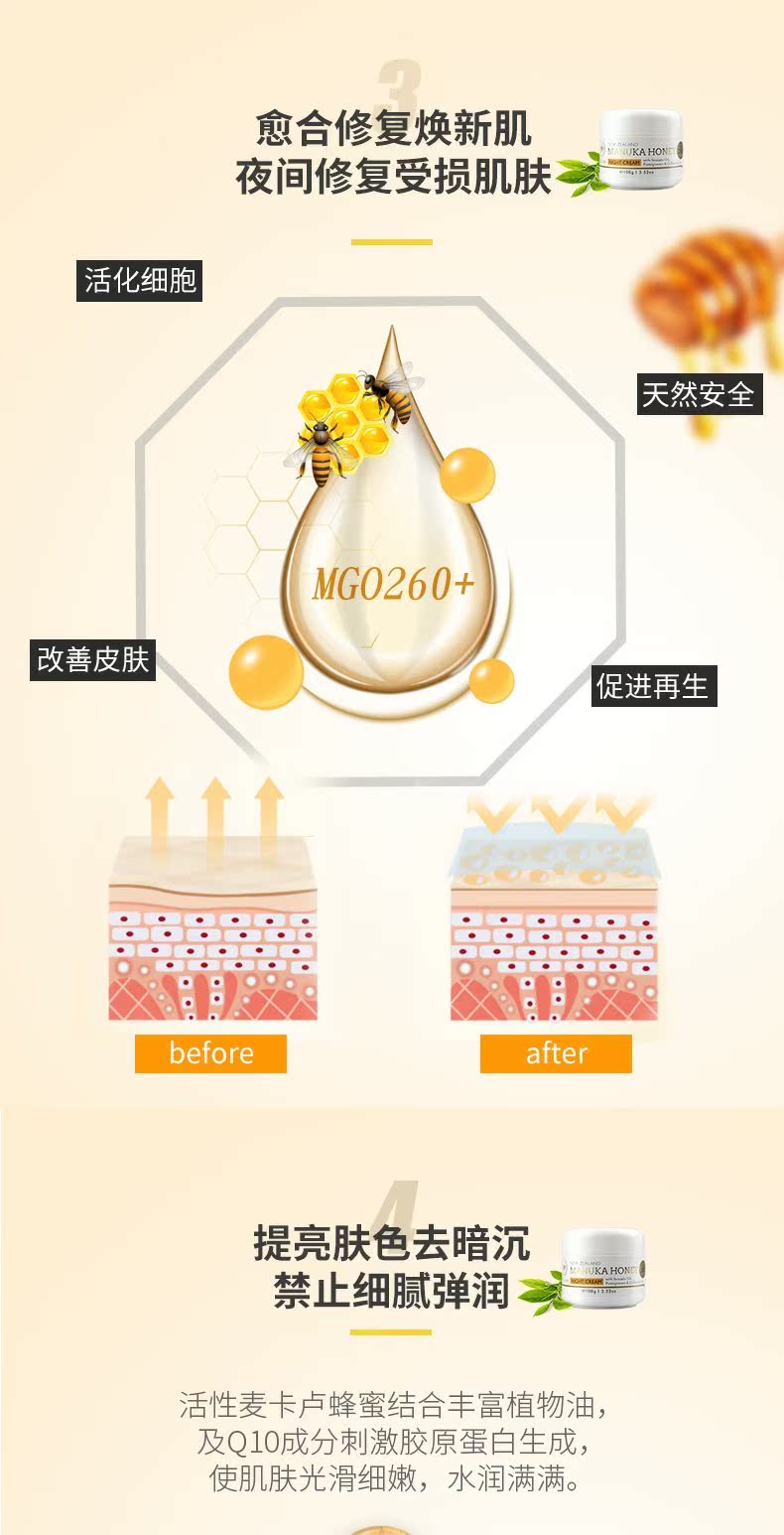 Bee kiwi New Zealand bicawi Honey Repair Night Cream + Convergence Toner + Clean Facial Cleanser - Kem dưỡng da dưỡng ẩm cho da mụn