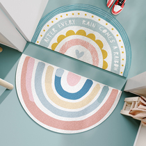 Nordic ins wind rainbow semi-circular entry door silk circle floor mat foyer rubbing soil mat entry door home door mat
