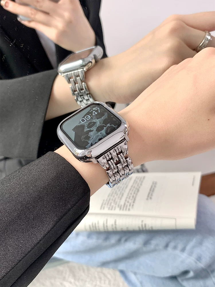 Совместимый ремешок IWATCH металл Apple Watch Applewatch44mm5 поколения креативный streamline 7-е поколение ins tide