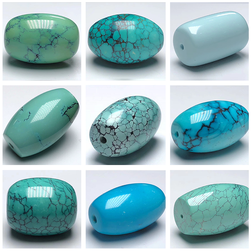 (Support national inspection) natural raw ore turquoise barrel beads Dzi Dzi drum beads with beads single single bead loose beads