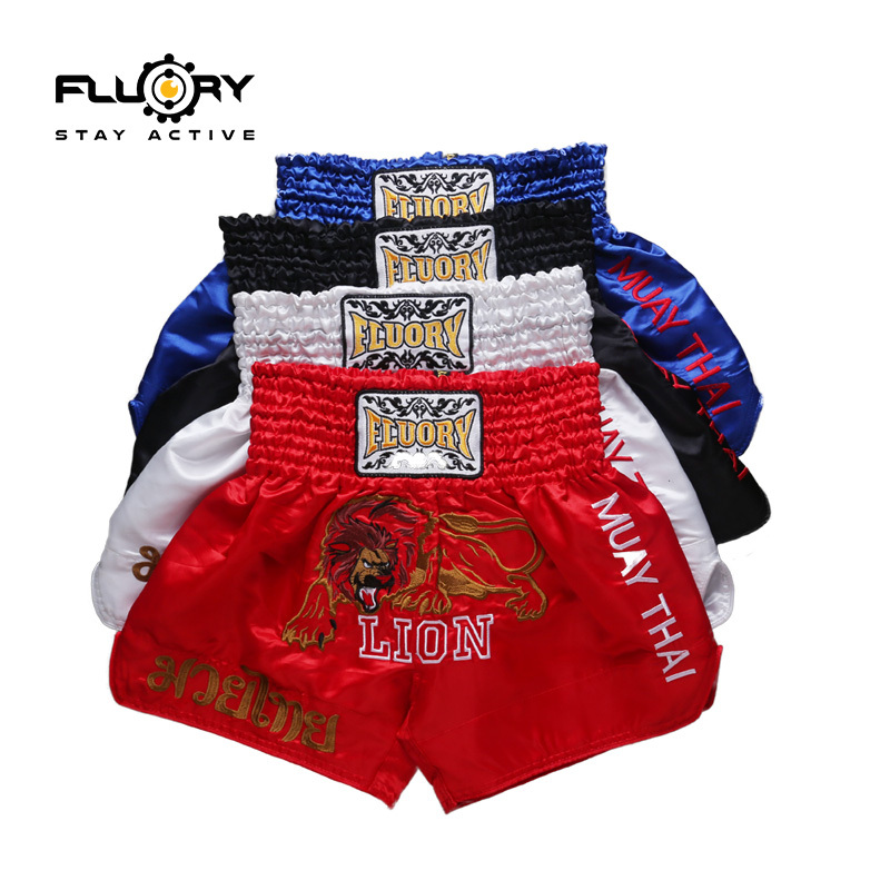 Lion Full Embroidery Muay Thai Shorts for Men, Professional Thai Ufc Training Wear, Fighting Pants, Martial Arts Clothing, Wear-Resistant