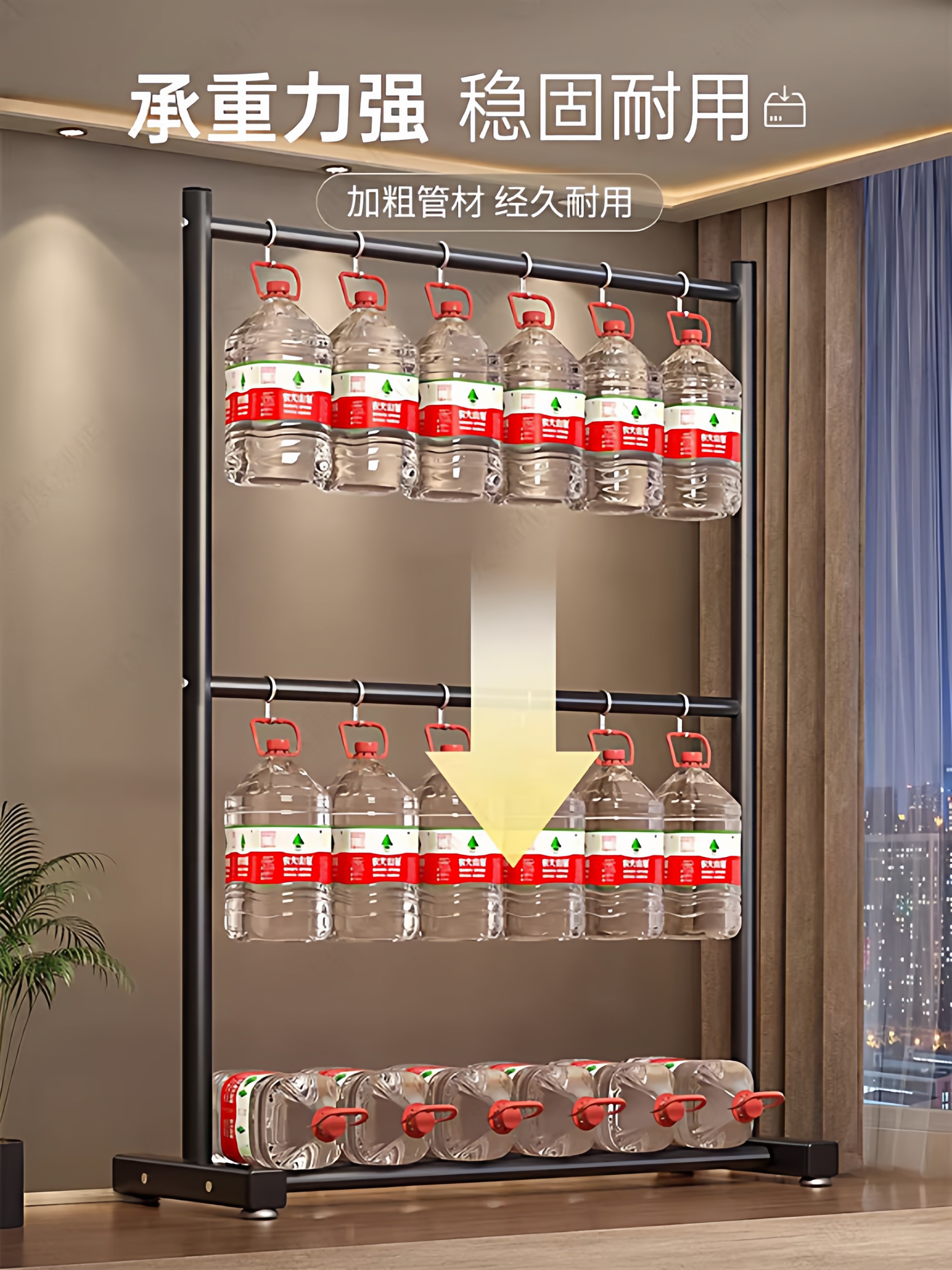 German-Style Coat Rack for Home Use, Balcony Floor-Standing Movable Clothes Drying Rack, Thickened Double-Rod Indoor Simple Clothes Rack Hanging Rod