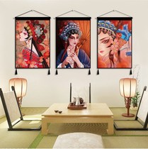 Chinese style Peking Opera Huadan living room opera hanging cloth decorative cloth porch background fabric retro Wall opera hanging painting