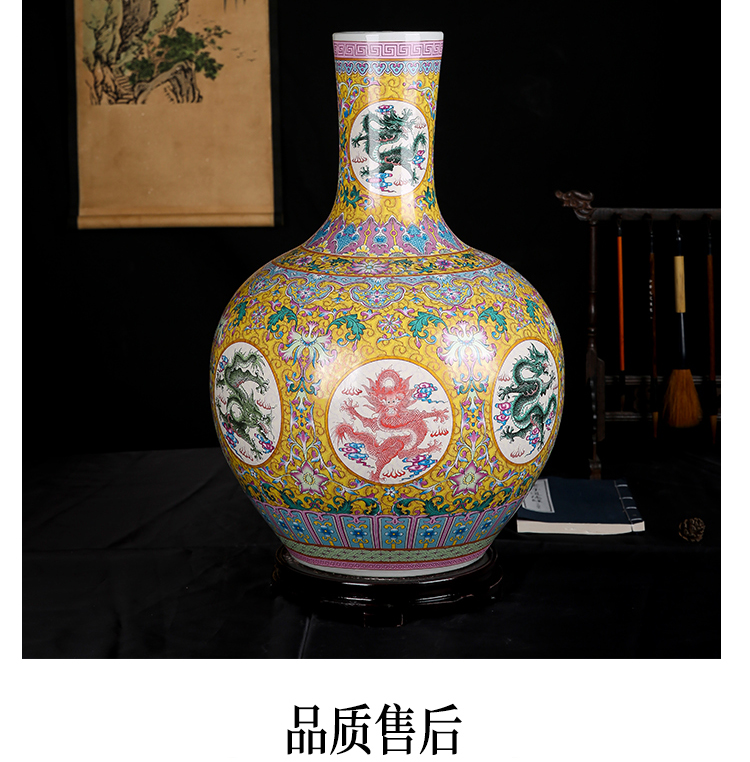 Archaize of jingdezhen ceramics powder enamel of large vases, classical Chinese style living room Angle of what adornment furnishing articles, Kowloon