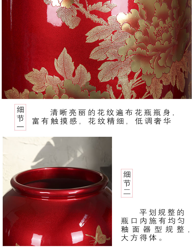 Jingdezhen ceramics glaze landing large crystal vases, flower arrangement home sitting room hotel furnishing articles pottery three - piece suit