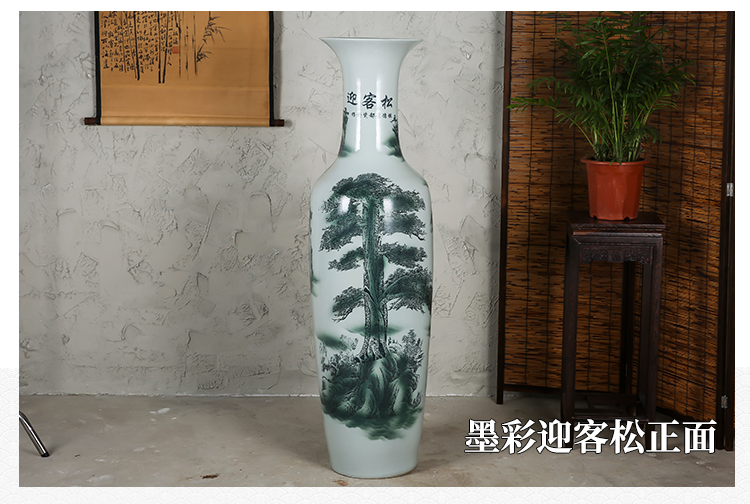 Jingdezhen ceramics landing large blue and white porcelain vase color ink furnishing articles have a visitor stateroom hotel decoration