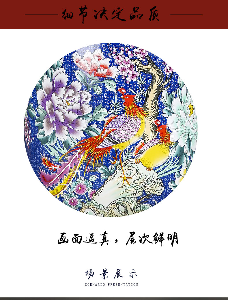 Jingdezhen porcelain enamel see colour blue bird mattress in the sitting room of large vase flower adornment handicraft furnishing articles