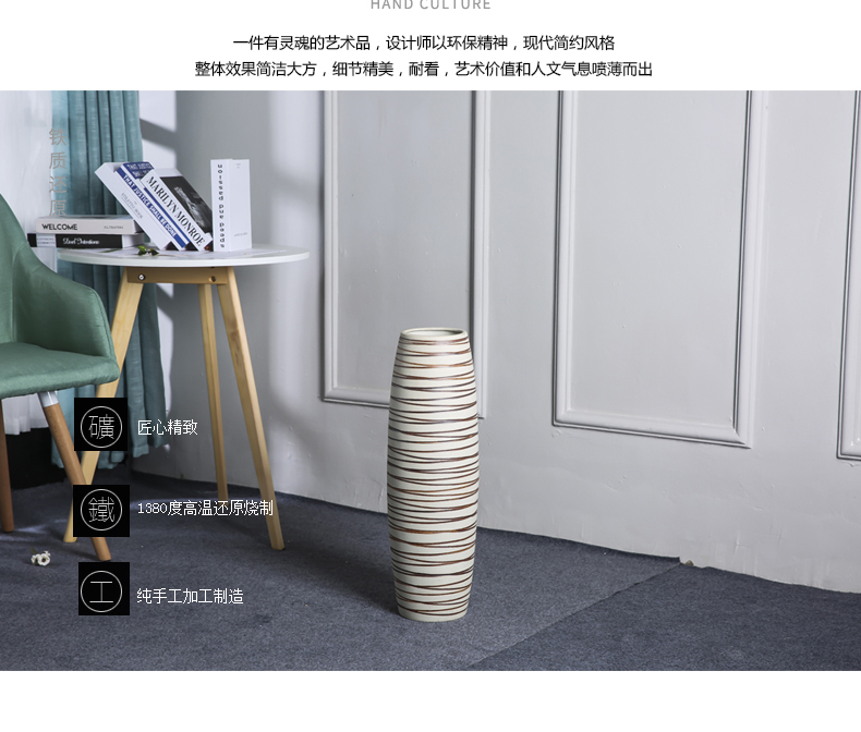 Sitting room ground vase decoration furnishing articles lucky bamboo dried flowers flower arrangement large American high jingdezhen ceramics