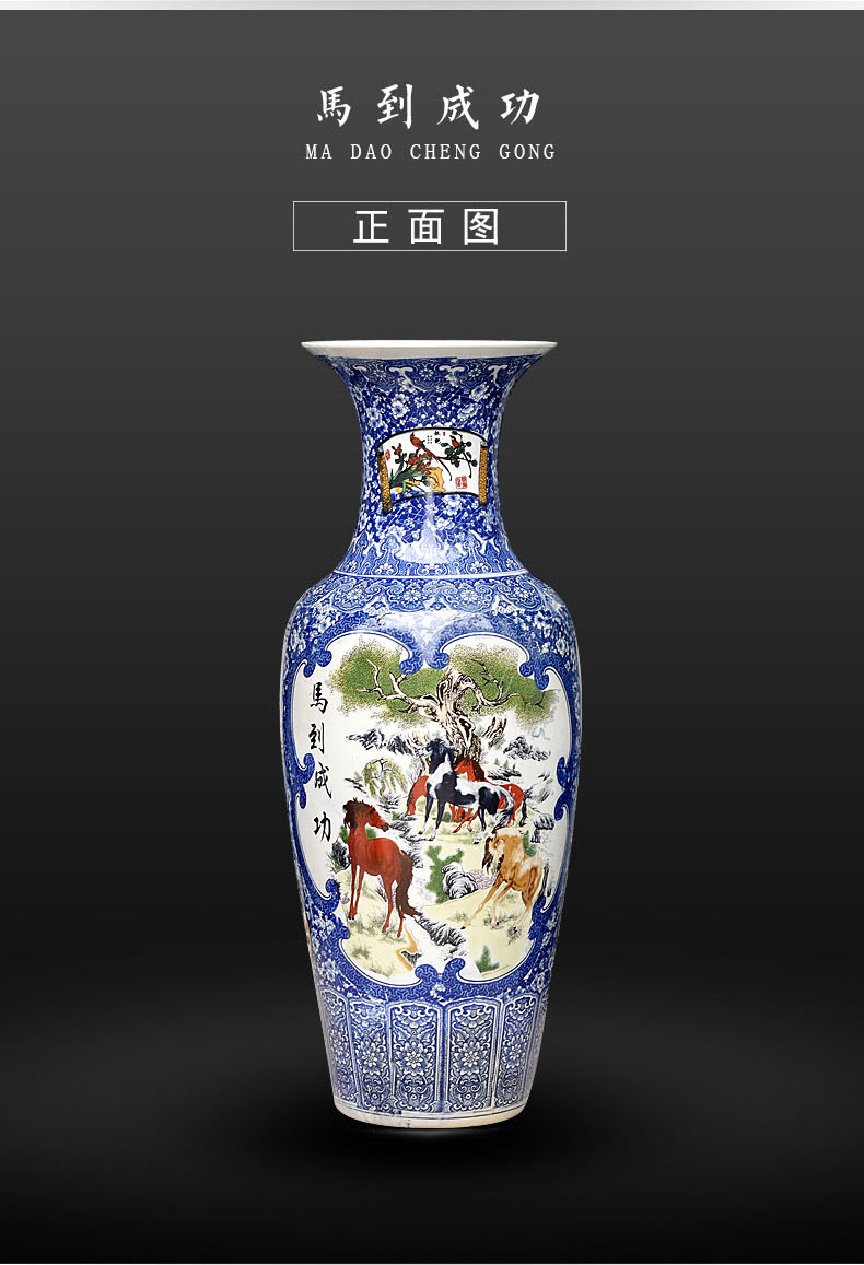 Jingdezhen ceramics sitting room of large vase flower arranging hotel geomantic furnishing articles smooth ornament