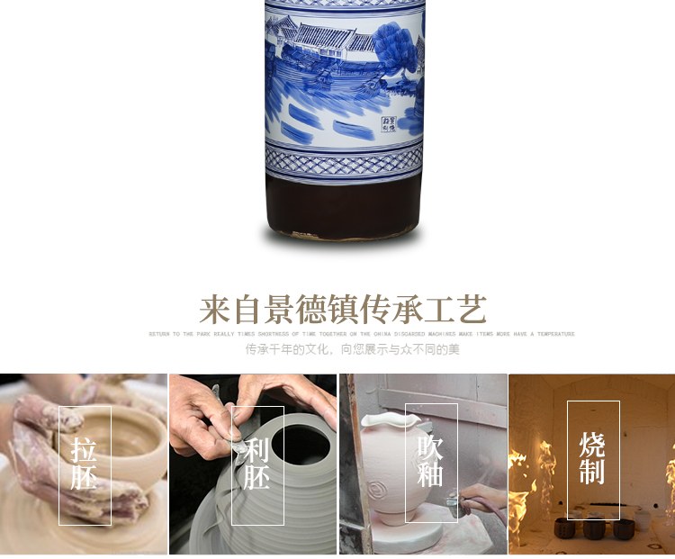 Jingdezhen ceramics hand - made pine qingming scroll landing big vase hotel opening gifts quiver furnishing articles