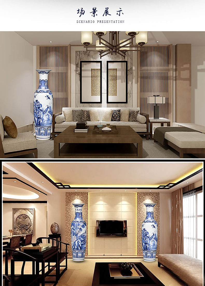 Birds pay homage to the king of large vase of blue and white porcelain of jingdezhen ceramics hotel living room feng shui furnishing articles ornaments