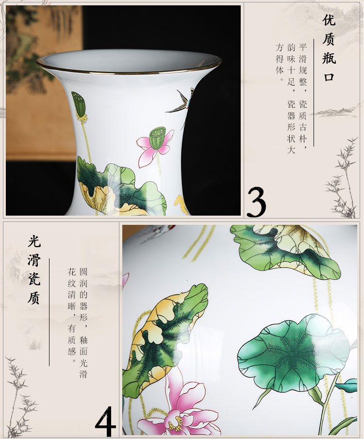 Jingdezhen ceramics vase sitting room place lotus flower arranging the study of Chinese style household decorations fish for years