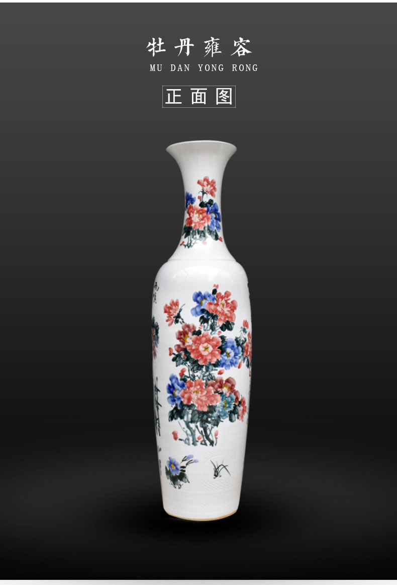 Jingdezhen ceramic of large vases, sitting room of Chinese style household furnishing articles flower arranging feng shui opening gifts pastel peony