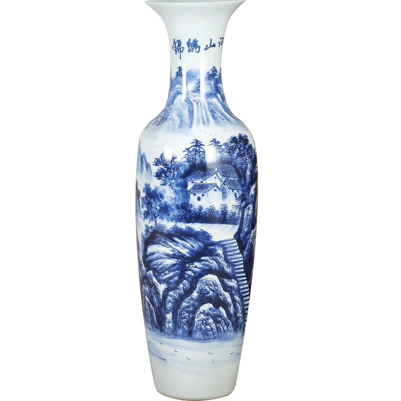Blue and white porcelain of jingdezhen ceramics vase of large sitting room the opened flower arranging hotel furnishing articles hand - made bright future
