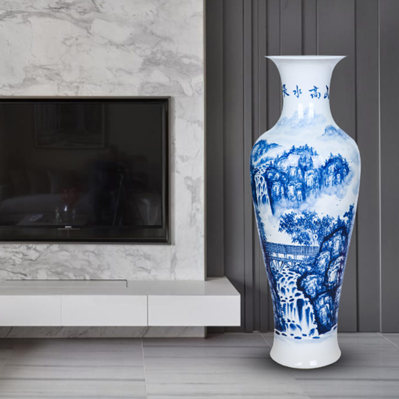 Jingdezhen ceramics hand - made large blue and white porcelain vase Chinese style hotel to heavy sitting room adornment furnishing articles for the opening