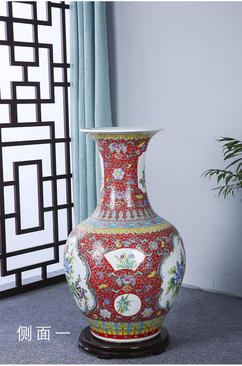 Jingdezhen ceramics of large vase archaize pastel hand - made of double - sided peony hotel furnishing articles sitting room adornment