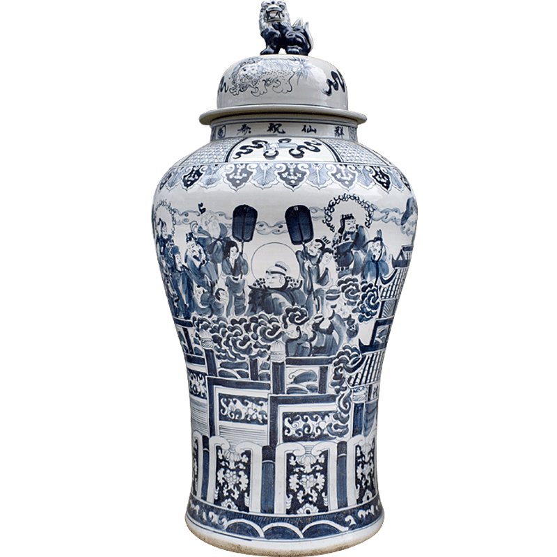 Jingdezhen ceramics large storage tank general canister to the living room TV cabinet and rich ancient frame furnishing articles birthday stars