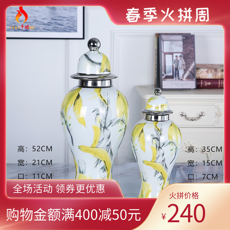 Jingdezhen ceramic vase furnishing articles creative flower decoration in the sitting room porch mesa TV cabinet table plating honeysuckle