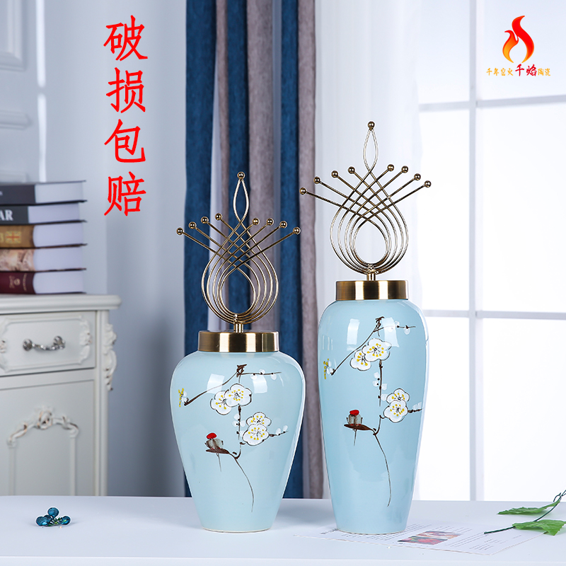 New Chinese style with modern ceramics jingdezhen vase three - piece vases, flower arranging wine sitting room adornment is placed adorn article