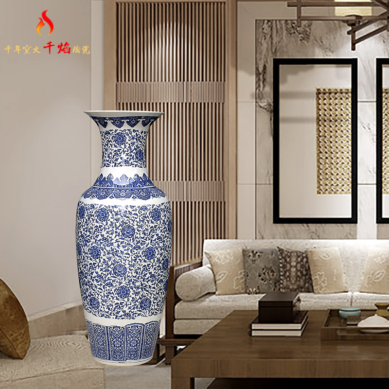 Jingdezhen porcelain of large vases, ceramic flower arrangement craft sitting room adornment villa hotel furnishing articles crackle