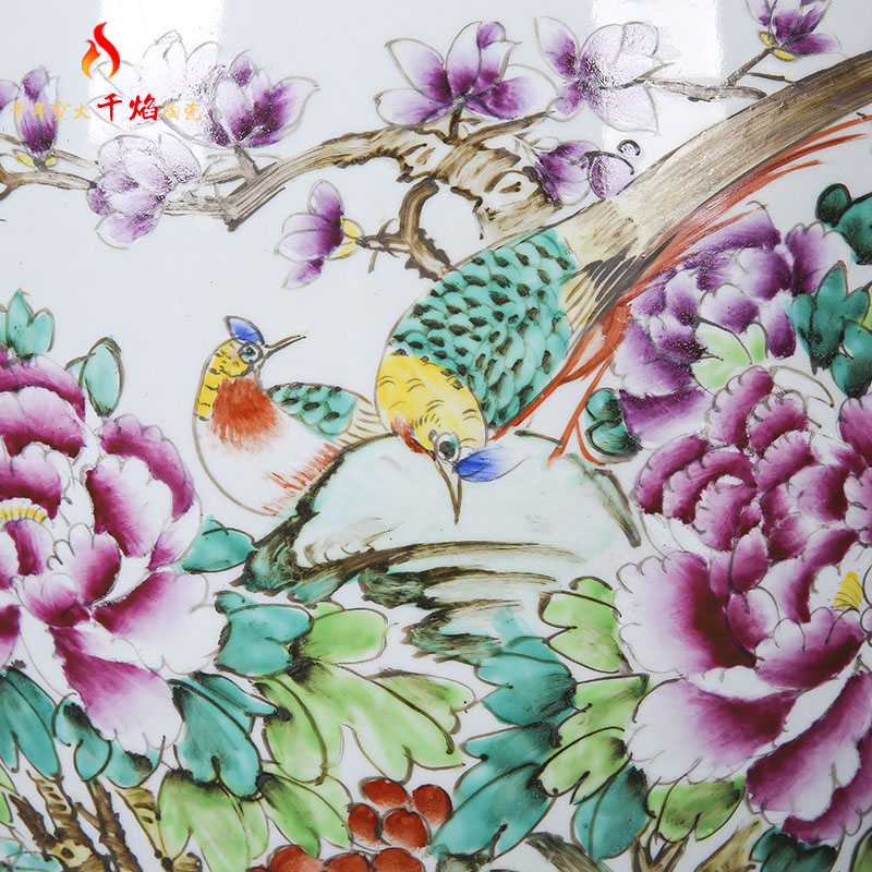 Jingdezhen ceramics landing a large vase porcelain king archaize pastel ears peony riches and honour and 90 cm