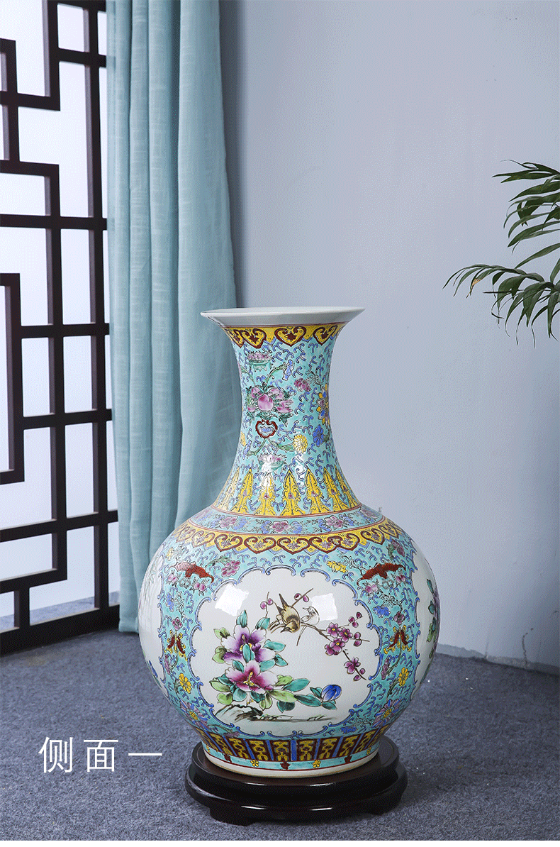 Jingdezhen ceramics vase large landing pastel hand - made the design peony flower arranging Chinese style household furnishing articles to the living room