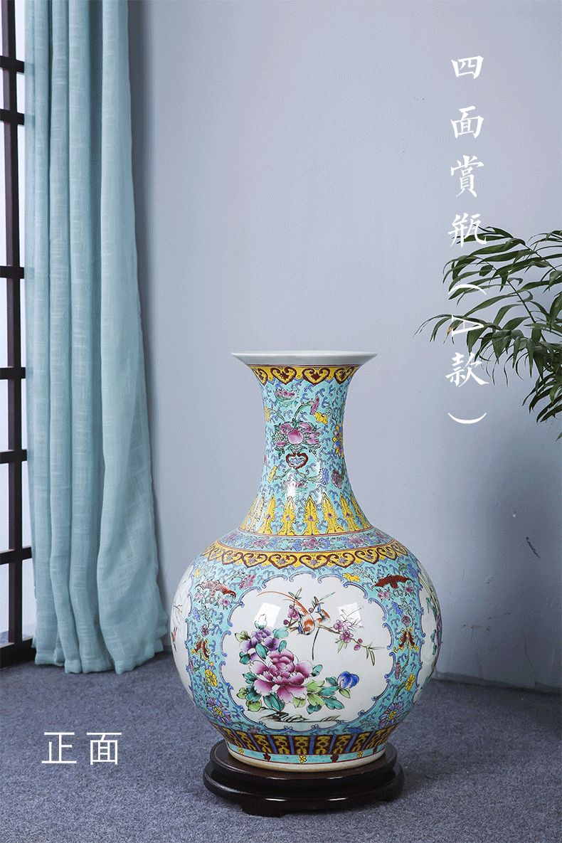 Jingdezhen ceramics vase large landing pastel hand - made the design peony flower arranging Chinese style household furnishing articles to the living room