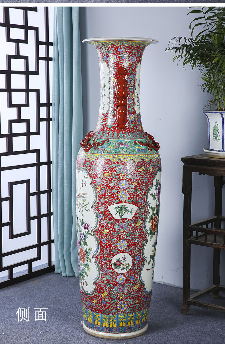 Jingdezhen ceramics landing a large vase archaize ears double - sided peony golden pheasant collection decorated home furnishing articles